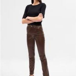 NEW GAP faux leather pants sz 14 sz 32 vintage slim espresso brown vegan